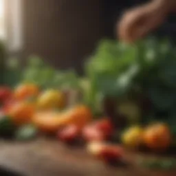 Colorful array of fresh vegetables and fruits indicating a balanced diet