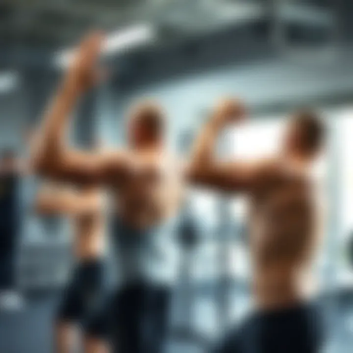 Illustration of various arm strength exercises in action