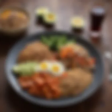 Crafting a Balanced Meal for Cholesterol Control A healthy plate showcasing a balanced meal with grains, vegetables, and lean protein