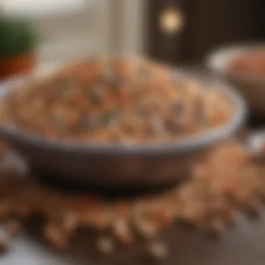 A vibrant kitchen display with various legumes and seeds promoting heart health