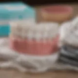 A close-up of various DIY teeth whitening kits arranged on a countertop.