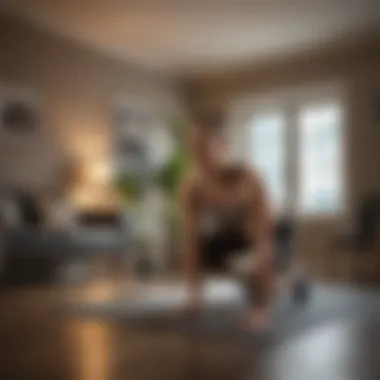 Dynamic Bodyweight Exercise Routine Dynamic bodyweight exercise routine in a small living area