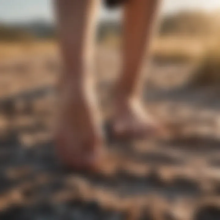 A close-up of dry, cracked feet highlighting the need for care