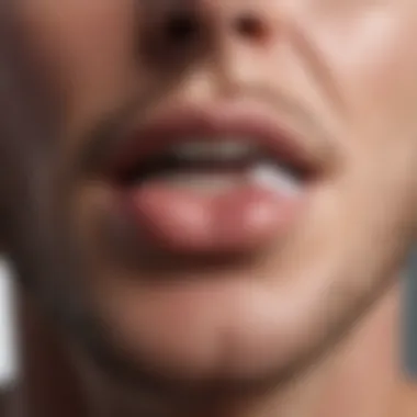 Close-up of a person applying moisturizer around the mouth area