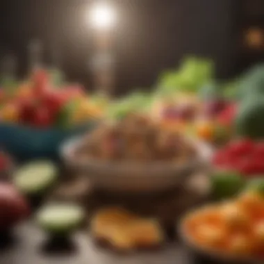 Colorful array of nutritious foods that support weight loss