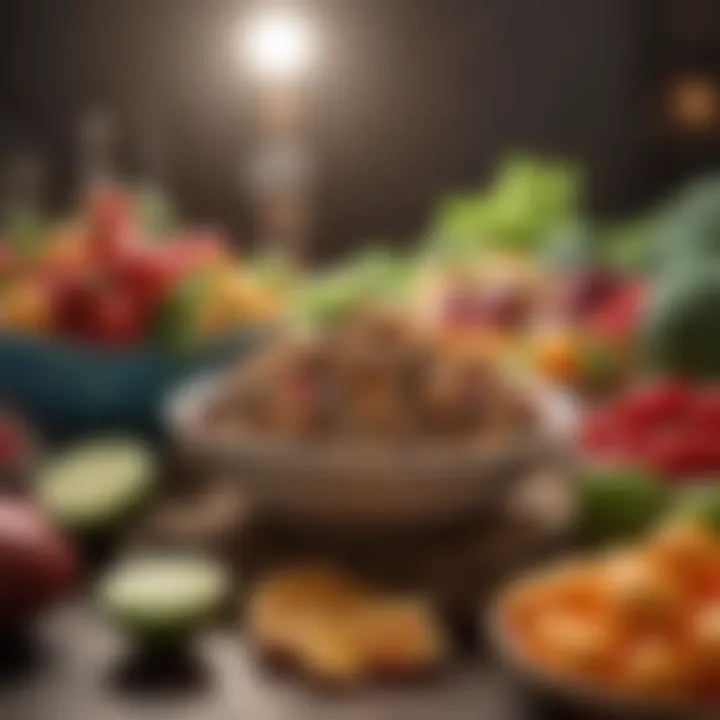 Colorful array of nutritious foods that support weight loss