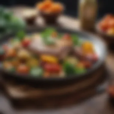 Nutrient-rich Meal for Belly Fat Reduction Healthy meal with vibrant vegetables and lean protein.