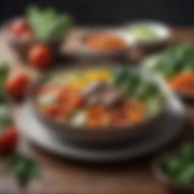 Nutritious Meal for Belly Reduction A balanced meal featuring fresh vegetables and lean protein
