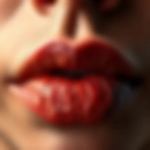 Close-up of cracked lips with a soft glow