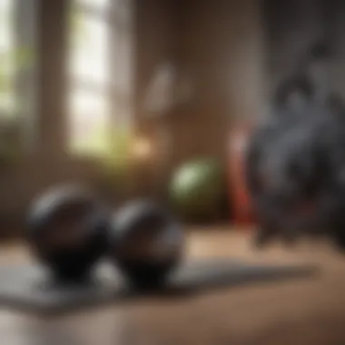 Different types of fitness equipment displayed in a home environment.