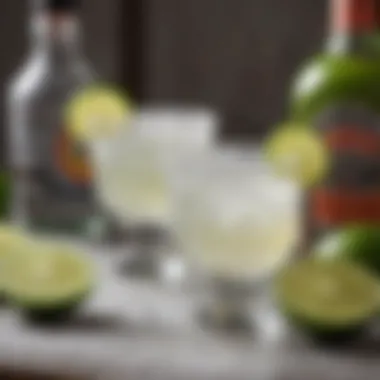 Key Ingredients for the Perfect Margarita Freshly sliced limes surrounded by salt and tequila