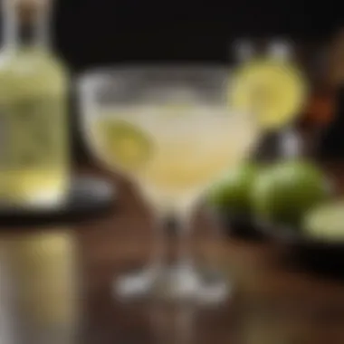 The Art of Margarita Presentation Glass of margarita garnished with a lime wedge and salt rim