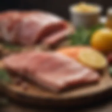 Protein Sources: Meats and Fish A selection of meats and fish highlighting protein sources in a ketogenic lifestyle