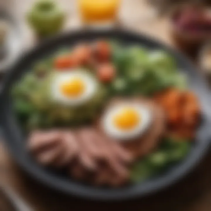 A beautifully arranged plate of ketogenic-friendly meals showcasing whole foods