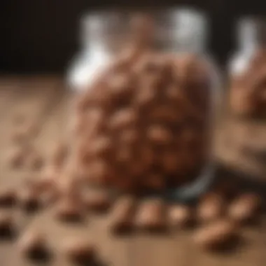 Almonds in a glass jar on a wooden table