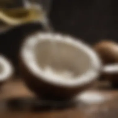 Coconut oil being poured into a bowl highlighting its texture