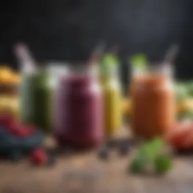 Delicious Detox Smoothies for Nourishment Colorful detox smoothies assembled in jars