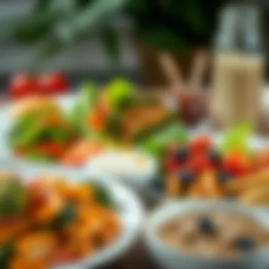 Variety of healthy meals showcasing portion control