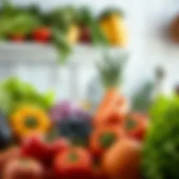 Vibrant fruits and vegetables promoting healthy eating