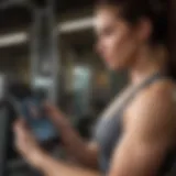 User engaging with a fitness app on a mobile device