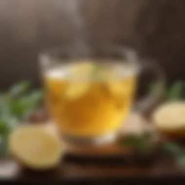 A vibrant herbal tea infusion with lemon and ginger