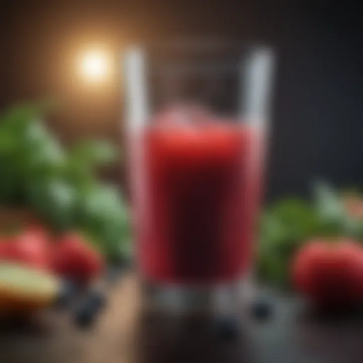 A nutrient-rich fruit juice blend with berries and spinach