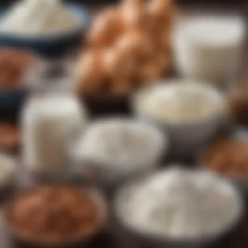 A rich assortment of casein protein foods including cottage cheese, Greek yogurt, and milk.