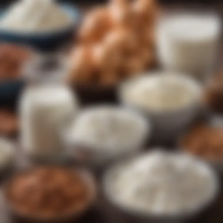 A rich assortment of casein protein foods including cottage cheese, Greek yogurt, and milk.