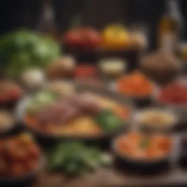 Balanced Diet with Casein A balanced meal incorporating casein-rich foods alongside fresh vegetables and grains.