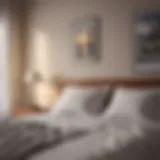 A serene morning scene with a sunrise illuminating a peaceful bedroom