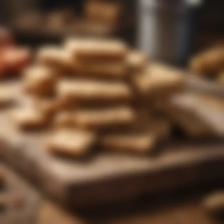 Nutrient-rich crackers on a wooden board