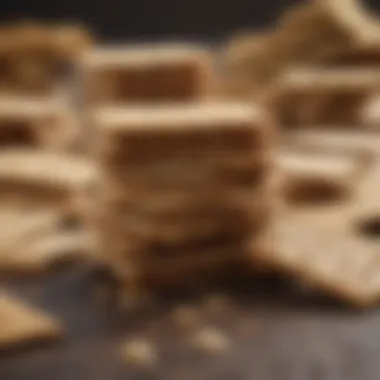 Close-up of various whole grain crackers