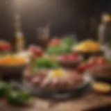 A diverse selection of healthy foods aligned with fast diet principles