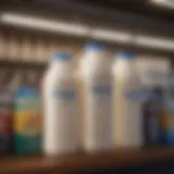 A diverse selection of filtered milk brands displayed on a shelf