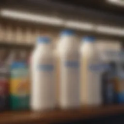 A diverse selection of filtered milk brands displayed on a shelf