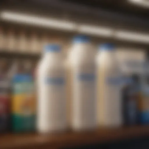 A diverse selection of filtered milk brands displayed on a shelf