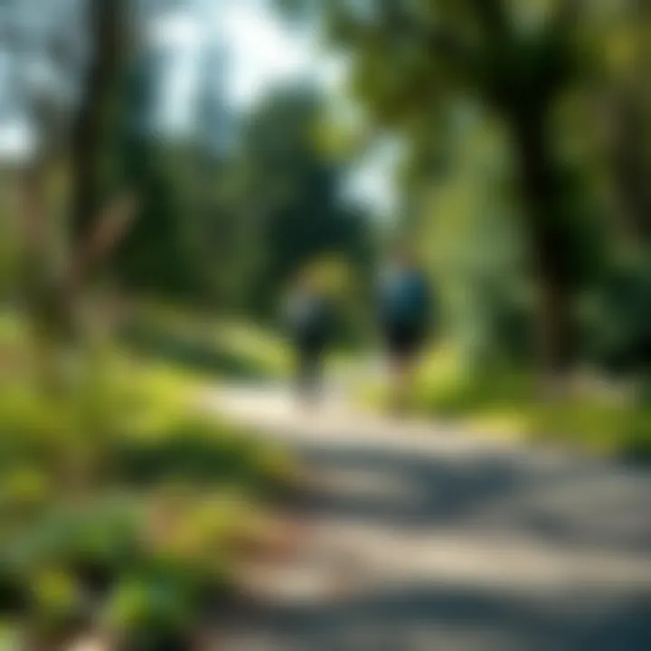 Nature Walk for Wellness A peaceful outdoor walking path surrounded by nature, emphasizing the simplicity and accessibility of walking as a low-impact workout.
