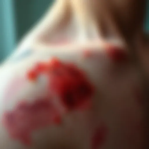 A close-up of skin showing various rashes that could indicate systemic health issues
