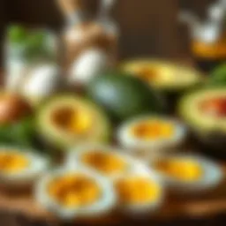 Representation of ketogenic food choices including avocados and eggs