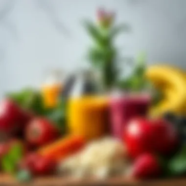An assortment of fresh ingredients for smoothie preparation