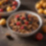 A bowl of low carb raisin bran with fresh fruits