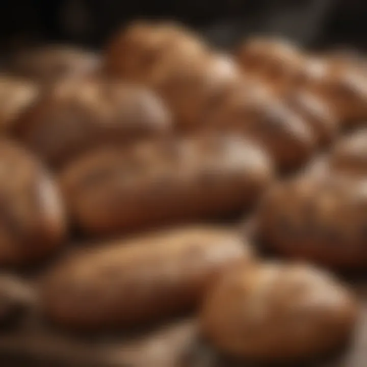 An array of whole grain breads displayed artfully