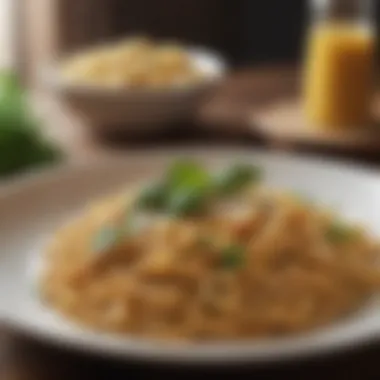 A plate featuring a wholesome pasta dish with fresh herbs