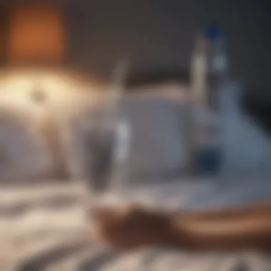 The Importance of Hydration for Leg Health A glass of water next to a bed, promoting hydration