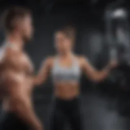 Inspiring trainer guiding a client through a workout session