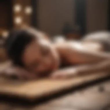 Individual experiencing relaxation on an acupuncture mat