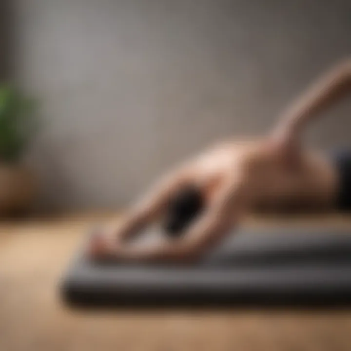 Demonstration of stretching techniques on an acupuncture mat