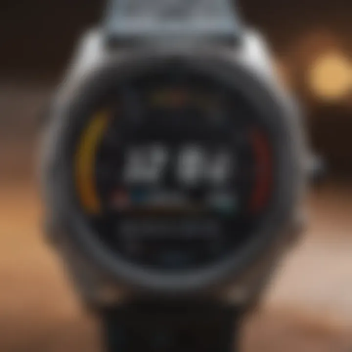 User interface of a popular calorie burner watch displaying fitness metrics