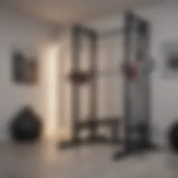 Compact power rack in a modern home gym setting