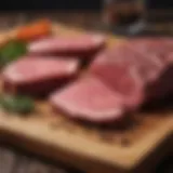 A selection of lean beef cuts displayed on a wooden board